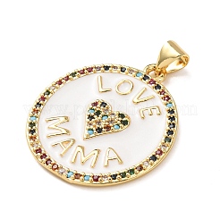 Mother's Day Charms Brass Micro Pave Colorful Cubic Zirconia Pendants&nbsp;KK-B185-01G-01