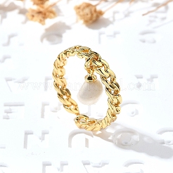 Brass Curb Chain Cuff Rings for Women&nbsp;RJEW-Z085-04G