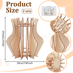 Wooden Puzzle Flower Vase Figurines&nbsp;DIY-WH0308-567