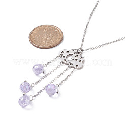 201 Stainless Steel Cloud with Glass Tassel Pendant Necklace for Women &nbsp;NJEW-JN04274