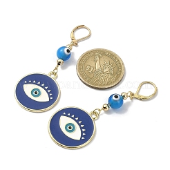 Alloy Enamel Flat Round Dangle Leverback Earrings with Brass Pins&nbsp;EJEW-JE05383