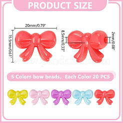 100Pcs 5 Colors Opaque Acrylic Beads&nbsp;MACR-HY0001-16