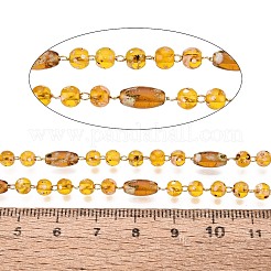 Picasso Style Handmade Brass & Glass Beaded Link Chains&nbsp;CHC-Q021-07B-G