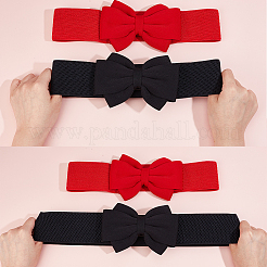 2Pcs 2 Colors Cloth Bowknot Sash Tie Elastic Chain Belt&nbsp;AJEW-CP0008-11