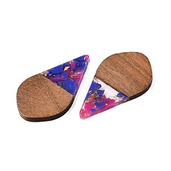 Transparent Resin and Walnut Wood Pendants&nbsp;RESI-T057-06G