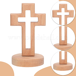 Wood Cross Figurines Ornaments&nbsp;DJEW-WH0016-75