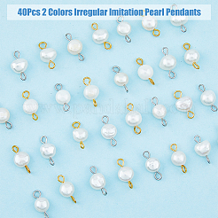 40Pcs 2 Colors Natural Freshwater Pearl Connector Charms&nbsp;PALLOY-AB00067