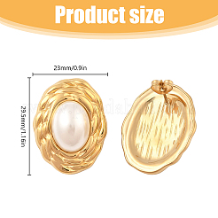 1 Pair ABS Plastic Pearl Oval Stud Earrings&nbsp;EJEW-FI0002-21