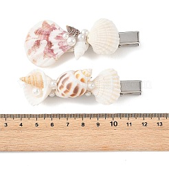 4Pcs 4 Styles Natural Shell Alligator Hair Clips&nbsp;PHAR-TA000014