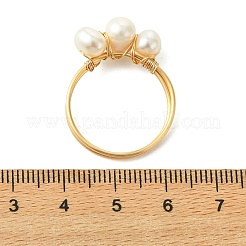 2Pcs 2 Colors Copper Wired Natural Pearl Finger Rings&nbsp;RJEW-JR01036