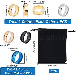 20Pcs 5 Style 201 Stainless Steel Grooved Finger Ring Settings&nbsp;STAS-UN0040-17