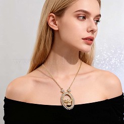 Brass Micro Pave Clear Cubic Zirconia Bird Pendant Necklaces for Women&nbsp;FS-WGDFF37-02