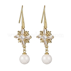 Brass Micro Pave Clear Cubic Zirconia Dangle Stud Earrings&nbsp;EJEW-F362-08G