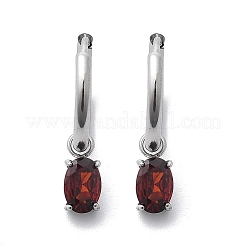 304 Stainless Steel Micro Pave Cubic Zirconia Hoop Earrings&nbsp;STAS-R004-07P-01