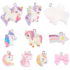 32Pcs 8 Styles Resin Pendants&nbsp;RESI-BM0001-02