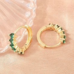 Brass Micro Pave Cubic Zirconia Hoop Earrings&nbsp;EJEW-P346-09G-01