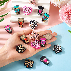 16Pcs 8 Styles Leopard Print Pattern Silicone Focal Beads&nbsp;SIL-TA0002-69