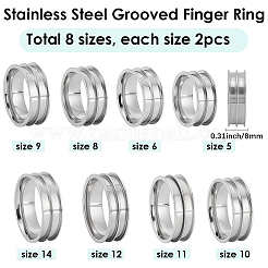 16Pcs 8 Styles 201 Stainless Steel Ring Core Blank for Inlay Jewelry Making&nbsp;RJEW-SC0001-28