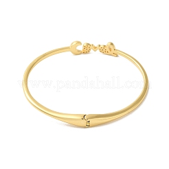Rack Plating Brass Micro Pave Clear Cubic Zirconia Love Word Hinged Bangles&nbsp;BJEW-G716-02G