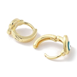 Real 18K Gold Plated Brass Enamel Evil Eye Heart Hoop Earrings for Women&nbsp;EJEW-L269-120G
