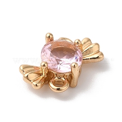 Brass Pave Glass Connector Charms&nbsp;KK-C062-039G-02