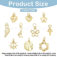 10Pcs 10 Styles Brass Pendants&nbsp;KK-YW0004-40