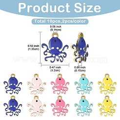 10Pcs 5 Colors Ion Plating(IP) 201 Stainless Steel Charms&nbsp;STAS-YW0003-45