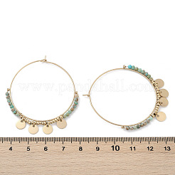 304 Stainless Steel Natural Natural Turquoise Chandelier Earrings&nbsp;EJEW-Z089-36G-01