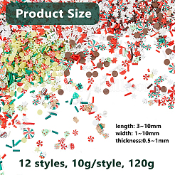 120G 12 Styles Christmas Handmade Polymer Clay Cabochons&nbsp;CLAY-DC0001-19