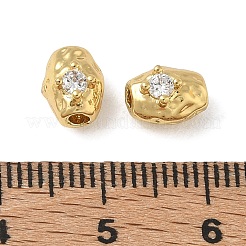 Brass Micro Pave Clear Cubic Zirconia Beads&nbsp;CU-CBAC675-08G