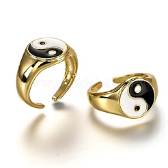 Brass Enamel Cuff Rings&nbsp;RJEW-C100-22G-A