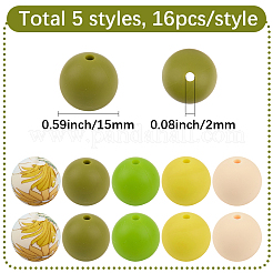 80Pcs 5 Styles Silicone Beads&nbsp;SIL-SC0003-06A