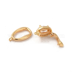 Brass Pave Clear Cubic Zirconia Fold Over Clasps&nbsp;KK-M270-19G