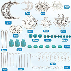 DIY Sun Moon Synthetic Turquoise Beads & Alloy Pendant Dangle Earring Making Kits&nbsp;DIY-SC0027-07
