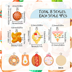 32Pcs 8 Styles Foods Opaque Resin Pendants&nbsp;RESI-SC0003-37