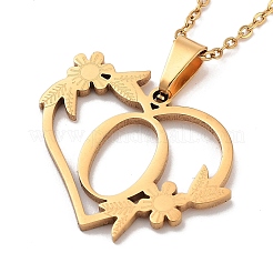 PVD Vacuum Plating 201 Stainless Steel Pendant Necklaces&nbsp;NJEW-R267-02O-G