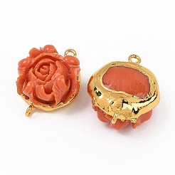 Resin Flower Connector Charms&nbsp;KK-H516-01G