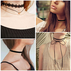 10Pcs 10 Styles Gothic Polyester Lace Choker Necklaces&nbsp;NJEW-SC0001-75