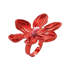 Adjustable Alloy Flower Finger Rings for Women&nbsp;RJEW-B124-01C