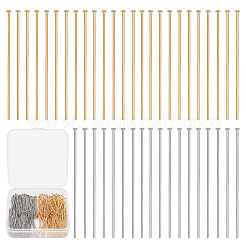 400Pcs 2 Colors 304 Stainless Steel Flat Head Pins&nbsp;STAS-PH0004-58