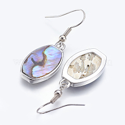 Abalone Shell/Paua Shell Dangle Earrings&nbsp;EJEW-P148-16-01