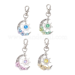 Synthetic Moonstone & Alloy Moon Sun Pendant Decorations&nbsp;HJEW-JM04647