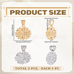 2Pcs 2 Colors 304 Stainless Steel Pendants&nbsp;STAS-LP0004-32