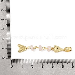 Brass Pave Cubic Zirconia Clear Cubic Zirconia & Natural Rose Quartz & Enamel European Dangle Charms&nbsp;GG-CBA3401-01G-B07