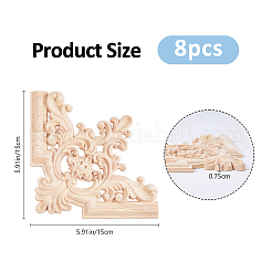 Wood Carved Center Flower Long Applique&nbsp;AJEW-WH0752-101