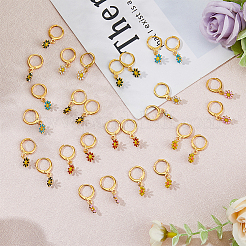 28Pcs 7 Colors Brass Enamel Dangle Leverback Earrings&nbsp;EJEW-AB00029