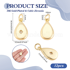 12Pcs Brass Micro Pave Clear Cubic Zirconia Pendants&nbsp;ZIRC-BC0001-33G