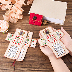 Handmade Polyester with Alloy Catholic Prayer Pockets&nbsp;ABAG-WH0072-051