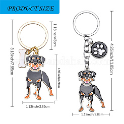 WEWAYSMILE 2 pcs Dog Keychain Car Keychain Pet Pendant Key-Ring Lovely Dog Key-ring Portable Metal Keychain Gift for Pet Lover Birthday Puppy Theme Party Supplies (Rottweiler)&nbsp;JX797A