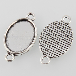 Tibetan Style Alloy Flat Oval Cabochon Connector Settings&nbsp;TIBE-M022-06AS